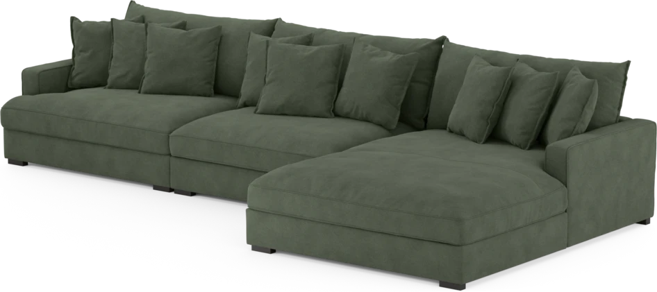 Rossi - 4-sits soffa med schäslong XL höger - Grön