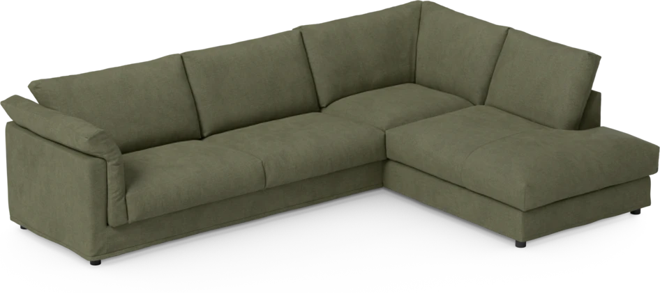 Cherrie - 3-sits soffa med divan höger, med kappa - Grön