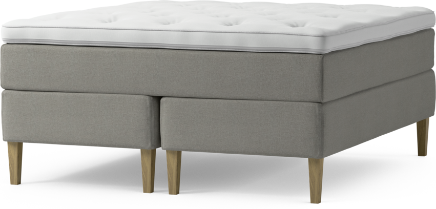 Delux Exclusive - Kontinentalsäng, dubbelsäng med bäddmadrass och sängben - Grå