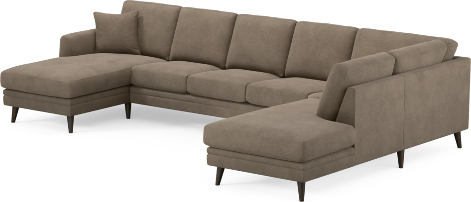 Eden - 3-sits soffa med schäslong vänster och divan höger - Brun