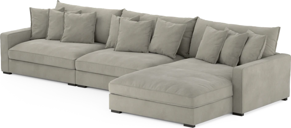 Rossi - 4-sits soffa med schäslong XL höger - Grå