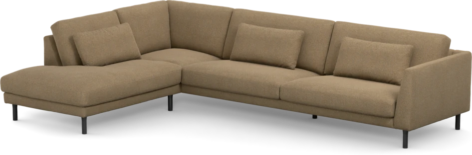 Willow - 4-sits soffa med divan vänster, fast klädsel - Gul