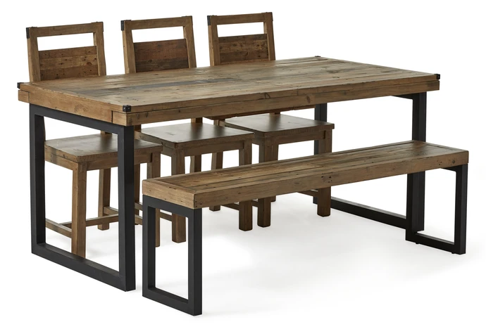 Woodenforge, Matgrupp med 3 stolar och 1 bänk Woodenforge