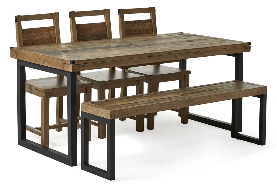 Woodenforge - Matgrupp med 3 stolar och 1 bänk Woodenforge - Beige