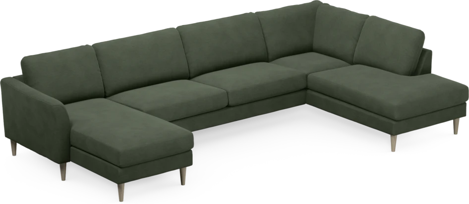 Bridge - 3-sits soffa med schäslong vänster och divan höger - Grön