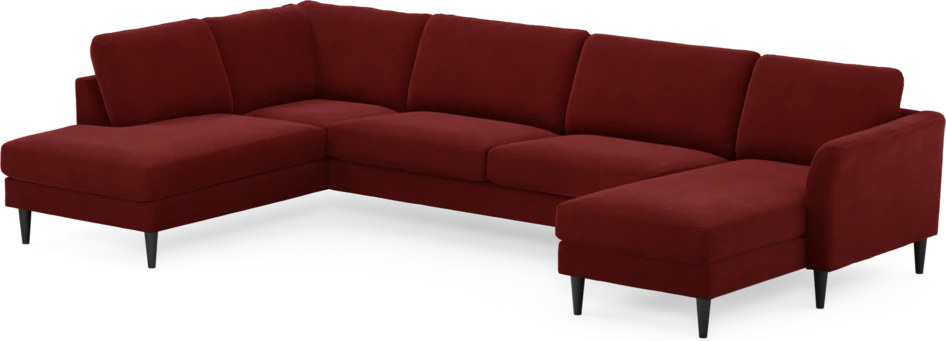 Bridge - 3-sits soffa med divan vänster och schäslong höger - Röd