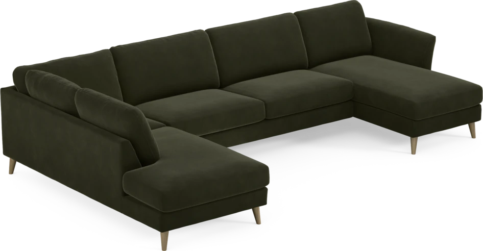 Bridge - 3-sits soffa med divan vänster och schäslong höger - Grön