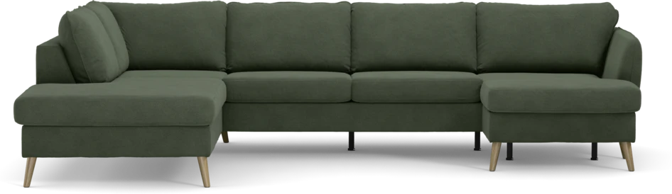County - 3-sits soffa med divan vänster och schäslong höger - Grön