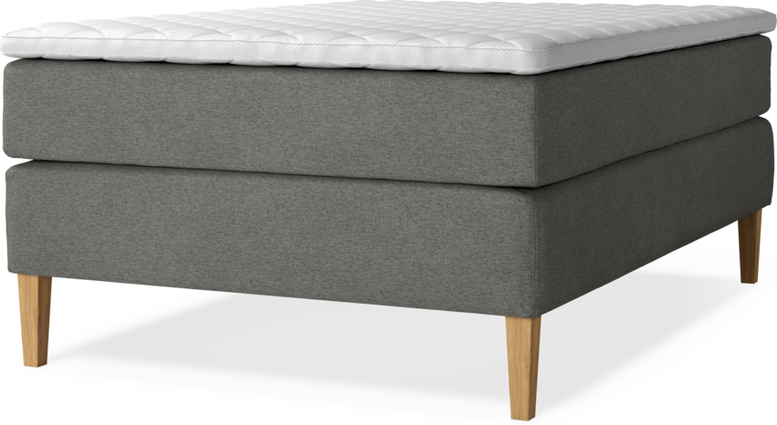 Delux Exclusive - Kontinentalsäng, enkelsäng 140 cm med bäddmadrass - Grå