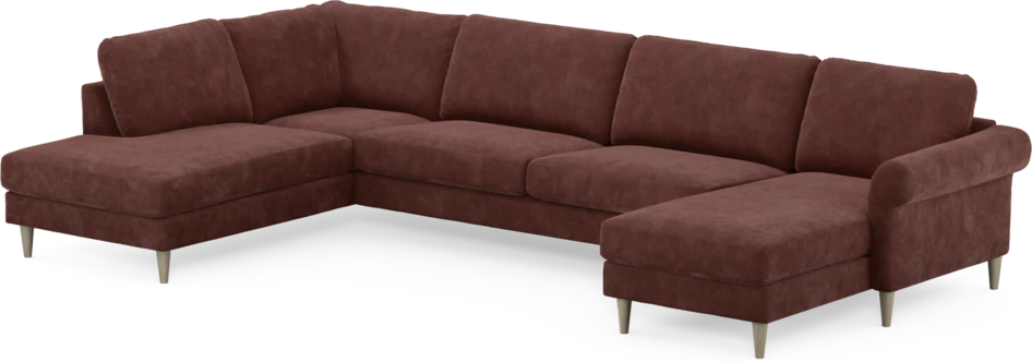 Bridge - 3-sits soffa med divan vänster och schäslong höger - Röd