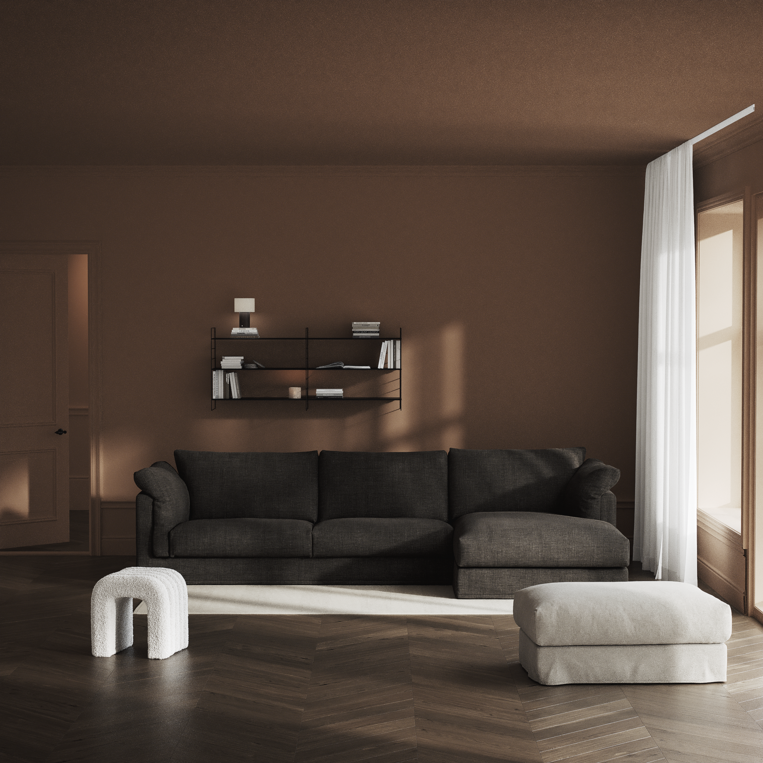 Cherrie - 3-sits soffa med schäslong höger, med kappa - inspiration