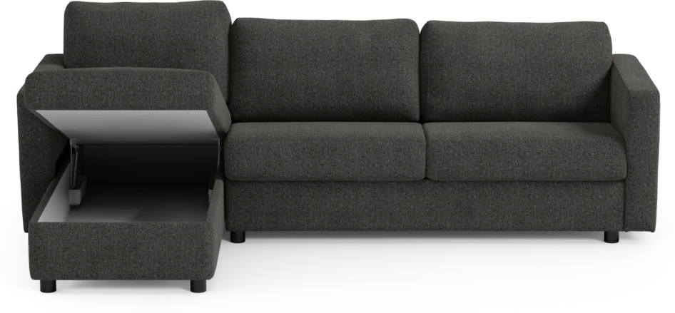 Lindö - Bäddsoffa 2,5-sits med schäslong, vändbar - Svart