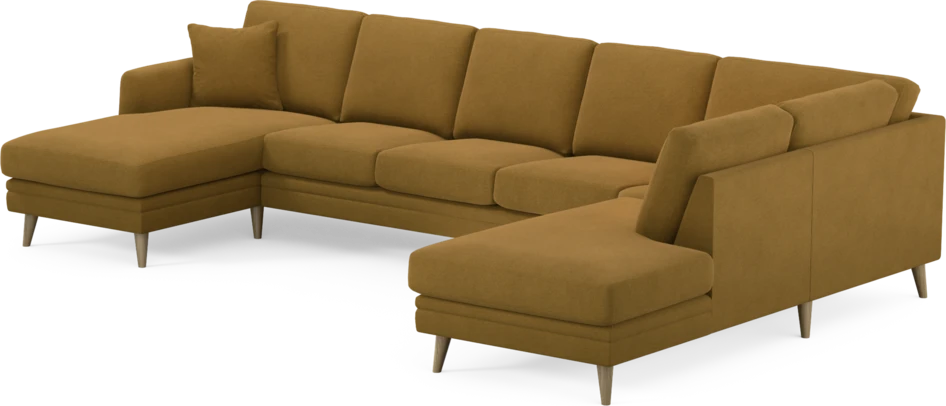 Eden - 3-sits soffa med schäslong vänster och divan höger - Gul