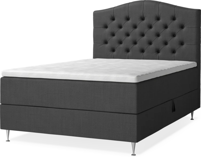 New York, Förvaringssäng, enkelsäng med bäddmadrass, sängben och sänggavel välvd