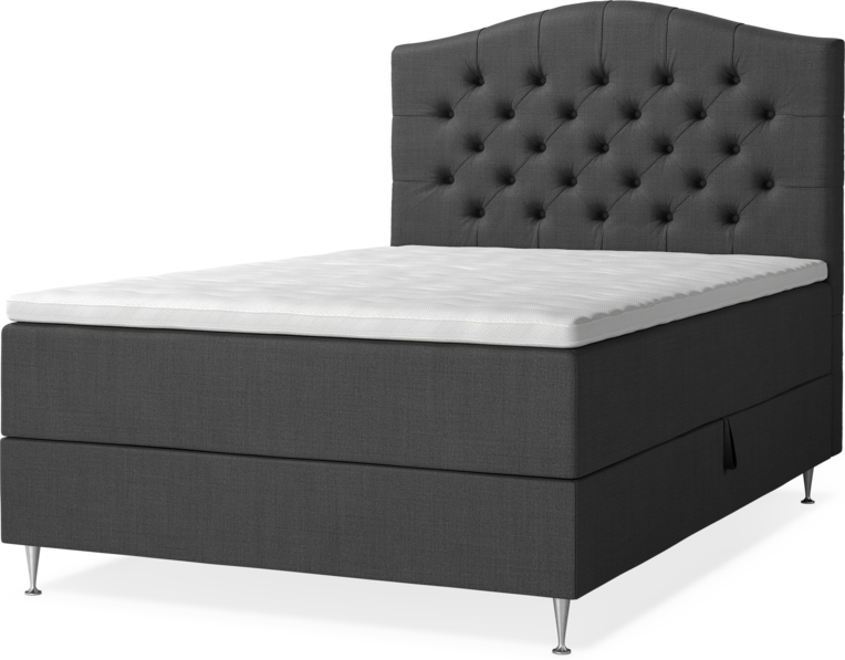 New York - Förvaringssäng, enkelsäng med bäddmadrass, sängben och sänggavel välvd - Grå