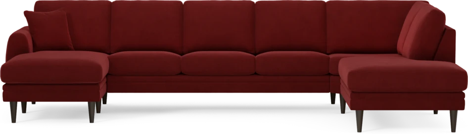 Eden - 3-sits soffa med schäslong vänster och divan höger - Röd