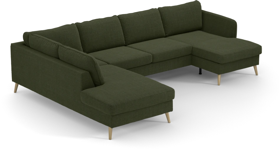 County - 3-sits soffa med divan vänster och schäslong höger - Grön