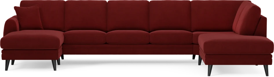 Eden - 3-sits soffa med schäslong vänster och divan höger - Röd