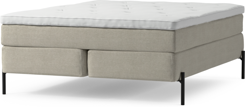 Delux Sense - Kontinentalsäng, dubbelsäng med bäddmadrass och sängben - Beige