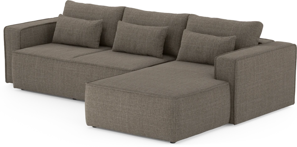 Ide - Bäddsoffa 3-sits med schäslong höger - Brun