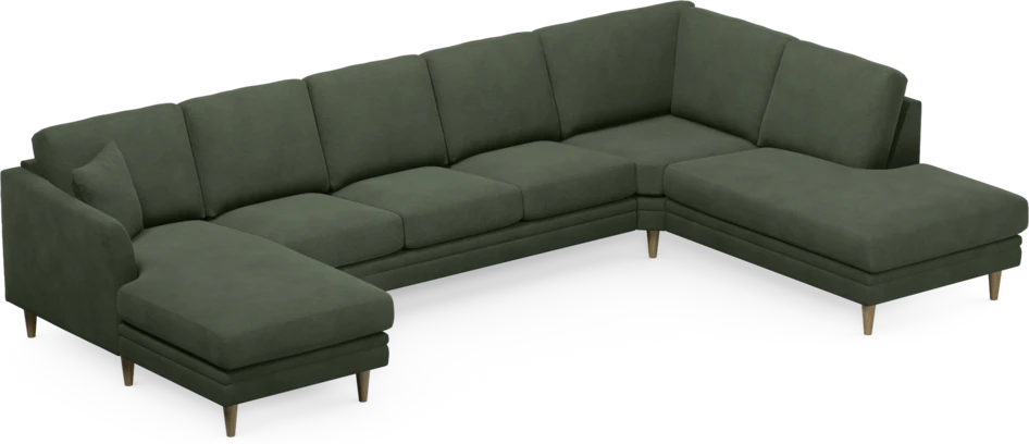 Eden - 3-sits soffa med schäslong vänster och divan höger - Grön