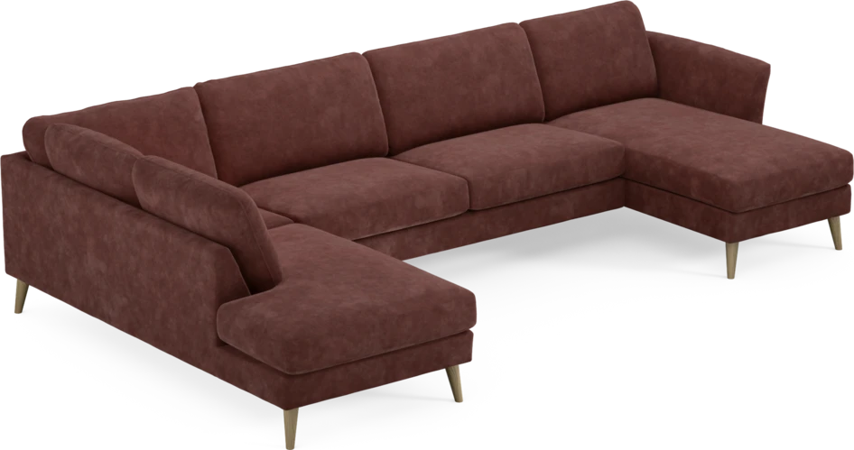 Bridge - 3-sits soffa med divan vänster och schäslong höger - Röd