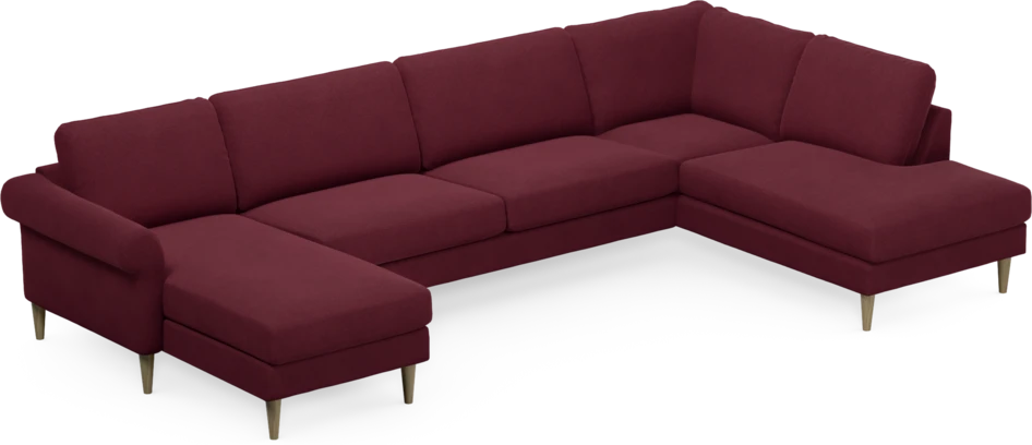 Bridge - 3-sits soffa med schäslong vänster och divan höger - Röd