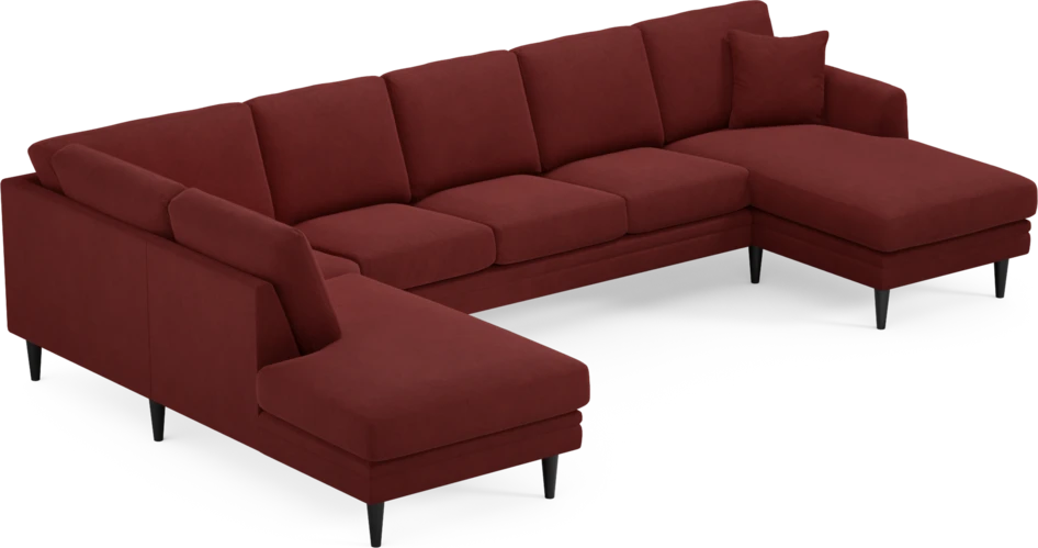 Eden - 3-sits soffa med divan vänster och schäslong höger - Röd
