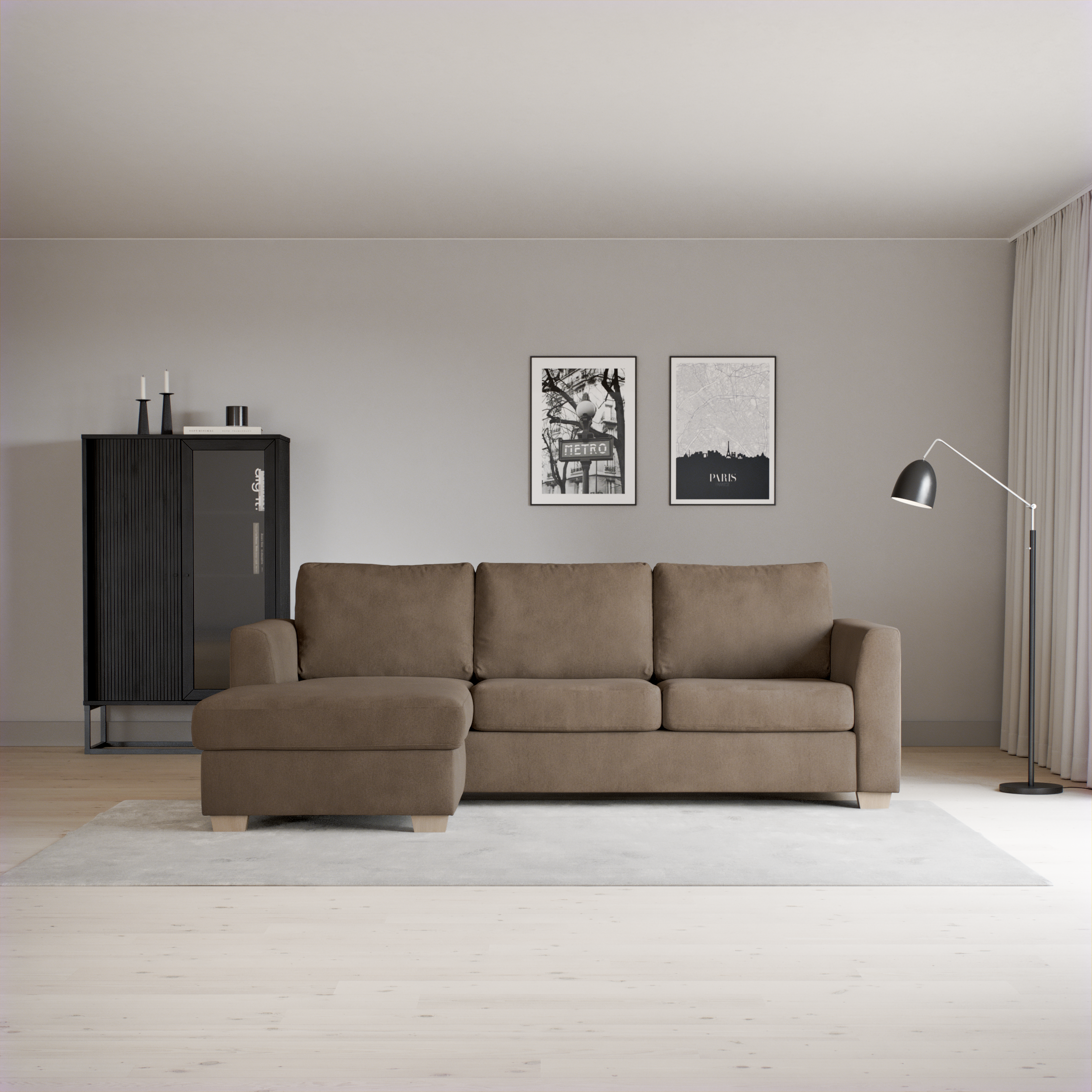 Friday, 3-sits soffa med schäslong vänster