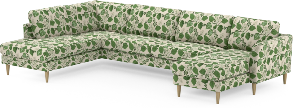 Bridge - 3-sits soffa med divan vänster och schäslong höger - Grön