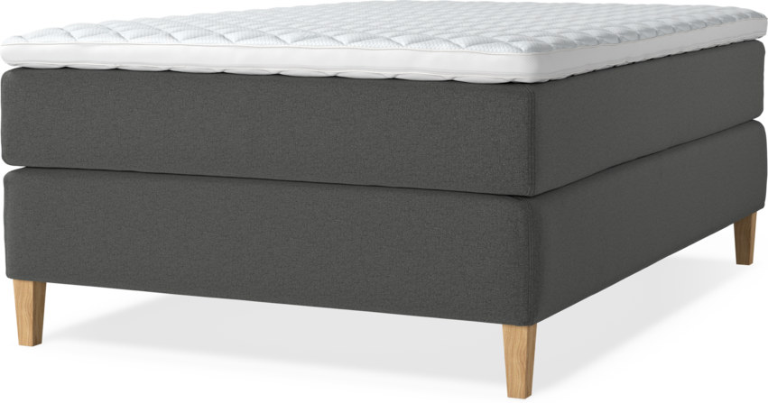 Delux Exclusive - Kontinentalsäng, enkelsäng 140 cm med bäddmadrass - Grå