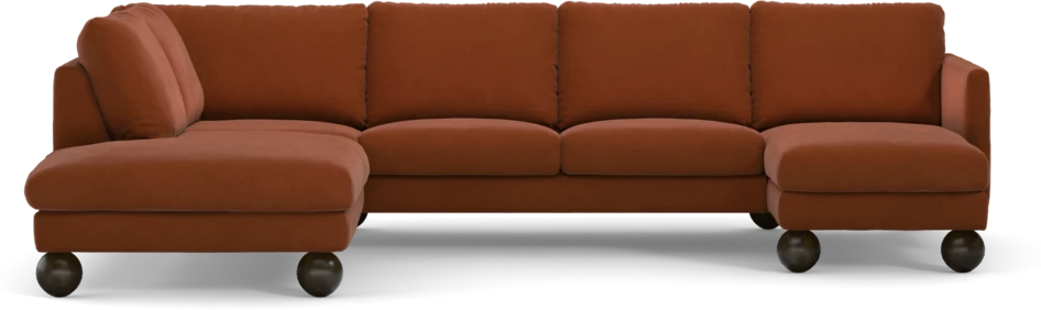 Madison - 2-sits soffa med divan vänster och schäslong höger - Röd