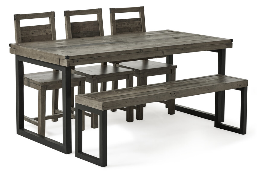 Woodenforge - Matgrupp med 3 stolar och 1 bänk Woodenforge - Grå