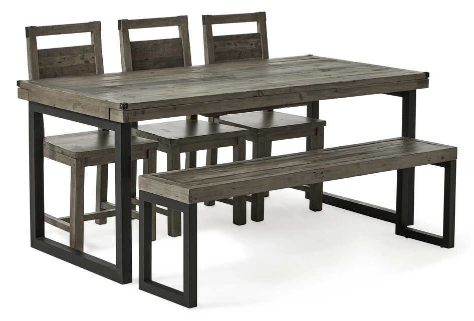 Woodenforge - Matgrupp med 3 stolar och 1 bänk Woodenforge - Grå