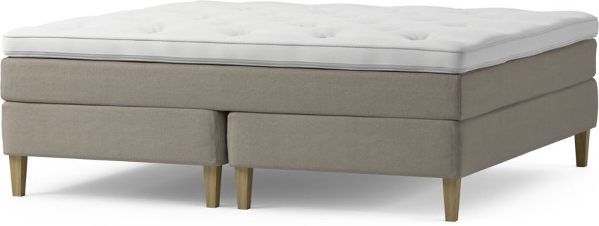 Delux Sense - Kontinentalsäng, dubbelsäng med bäddmadrass och sängben - Beige