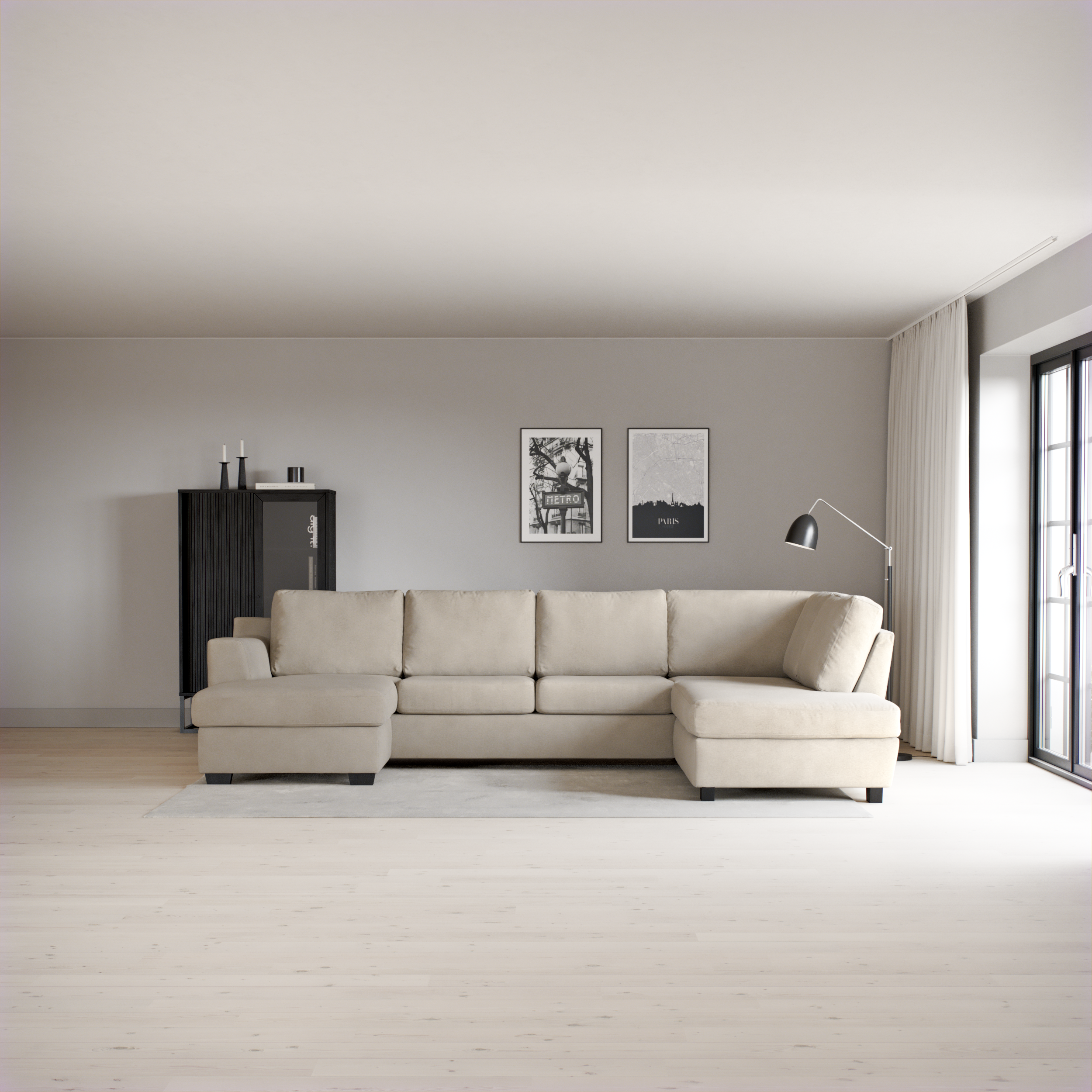 Friday, 3-sits soffa med schäslong vänster och divan höger