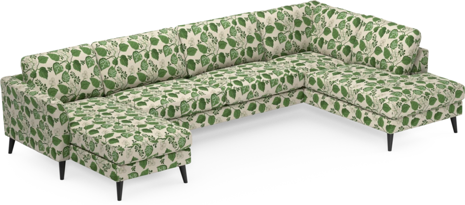 Bridge - 3-sits soffa med schäslong vänster och divan höger - Grön