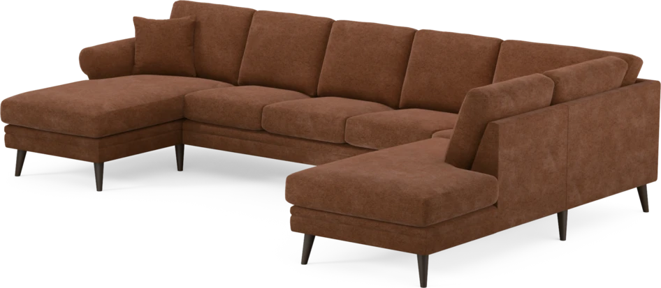 Eden - 3-sits soffa med schäslong vänster och divan höger - Orange