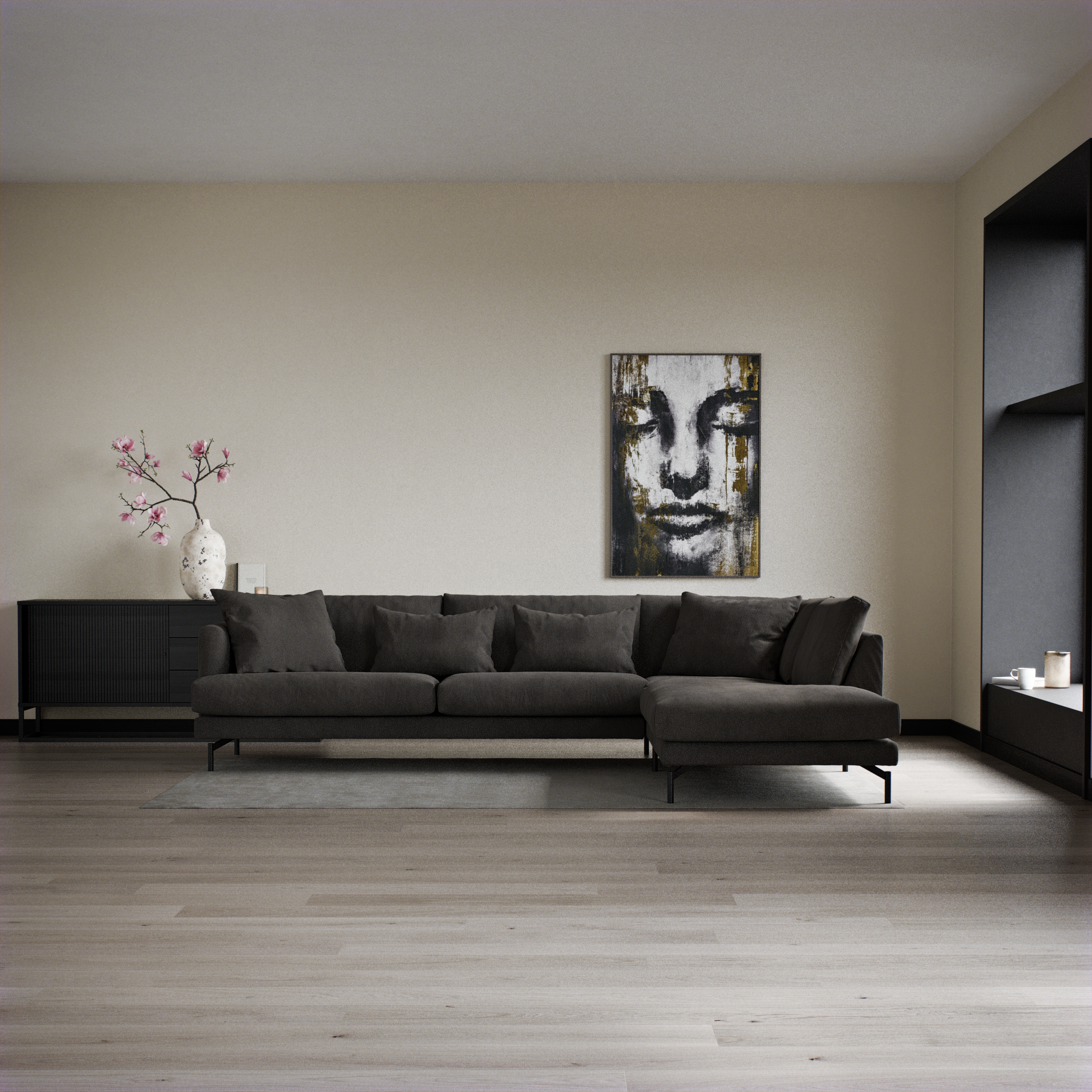 Harper, 3-sits soffa med divan höger