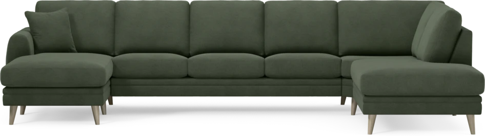 Eden - 3-sits soffa med schäslong vänster och divan höger - Grön