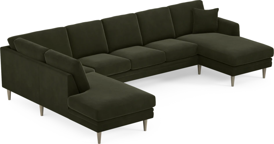 Eden - 3-sits soffa med divan vänster och schäslong höger - Grön