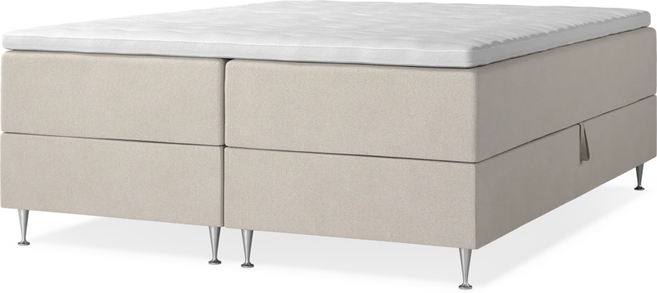 New York - Förvaringssäng, dubbelsäng med bäddmadrass och sängben - Beige