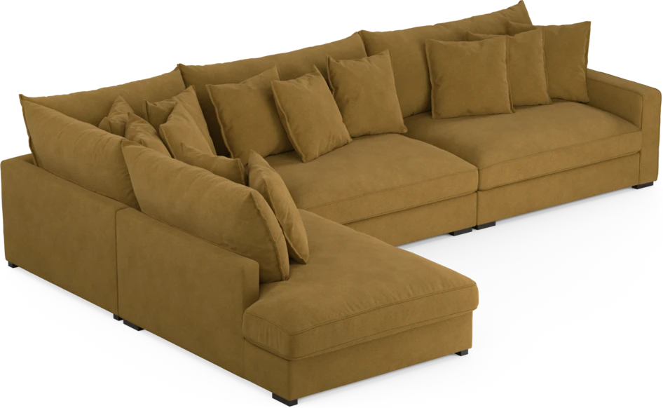 Rossi - 4-sits soffa med divan vänster - Gul