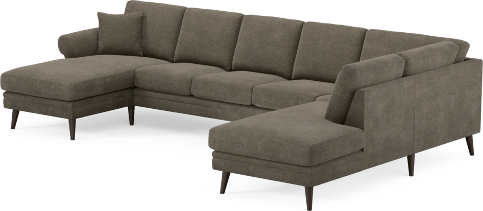 Eden - 3-sits soffa med schäslong vänster och divan höger - Brun