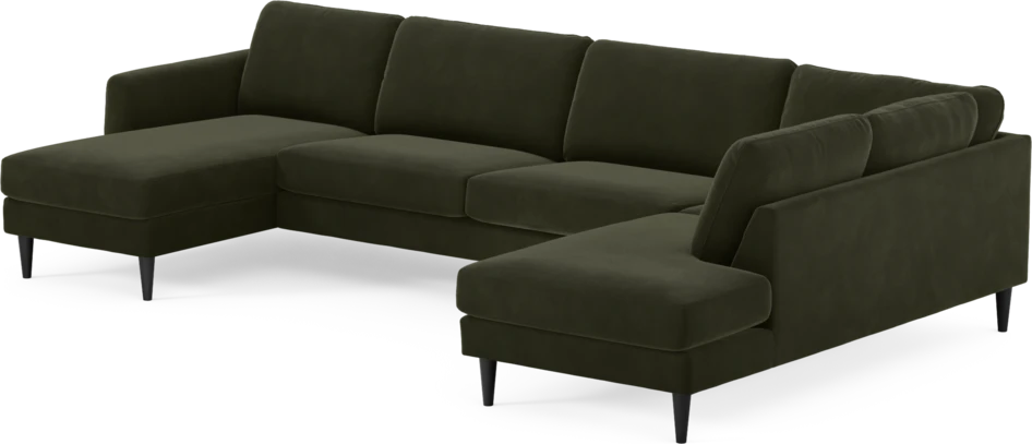 Bridge - 3-sits soffa med schäslong vänster och divan höger - Grön