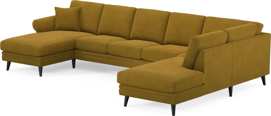 Eden - 3-sits soffa med schäslong vänster och divan höger - Gul