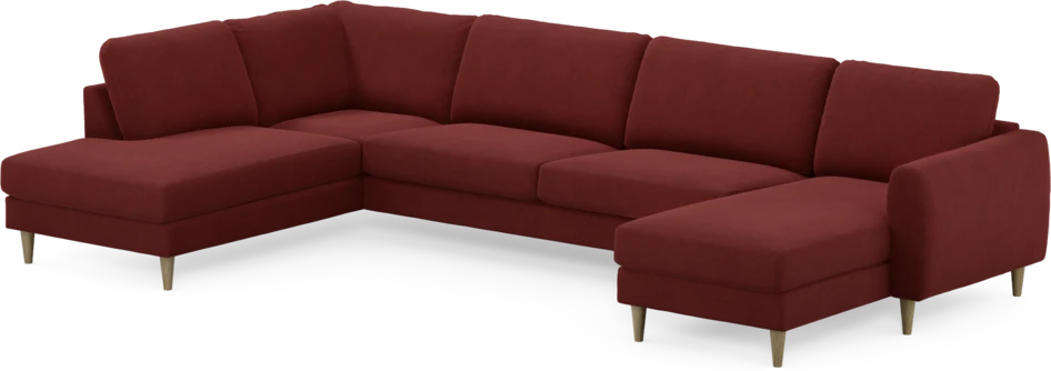 Bridge - 3-sits soffa med divan vänster och schäslong höger - Röd