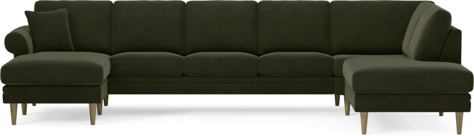Eden - 3-sits soffa med schäslong vänster och divan höger - Grön