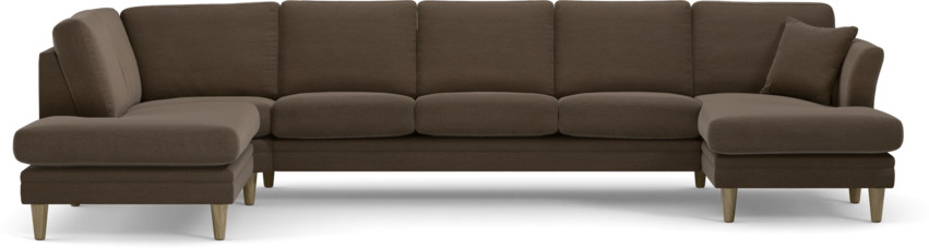 Eden - 3-sits soffa med divan vänster och schäslong höger - Brun