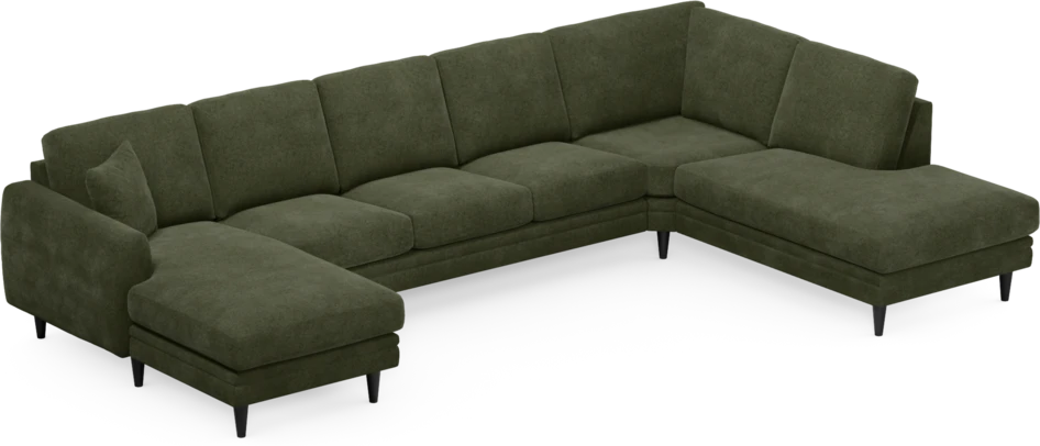 Eden - 3-sits soffa med schäslong vänster och divan höger - Grön